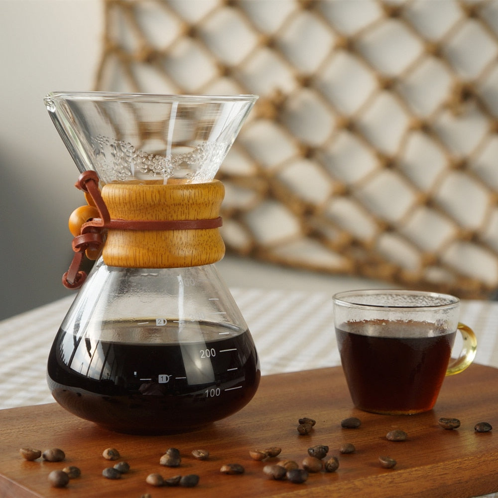 Chemex Style 400ML Glass Pour Over Coffee Brewing